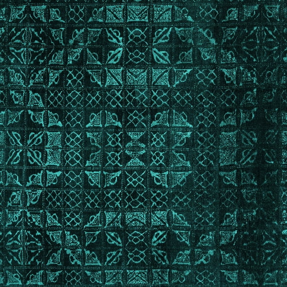 Ahgly Company Machine Washable Indoor Square Abstract Turquoise Blue Modern Area Rugs, 7' Square