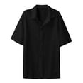 thumbnail image 6 of Jalioing Spring Summer Shirt for Men Lace Short Sleeve T-Shirt Lapel Button down Solid Color Dressy Top (Medium, Black), 6 of 6