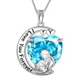 thumbnail image 1 of Juwaliy Collar de Luna Corazón Madre Hija Plata Esterlina 925 Aguamarina Azul Piedra de Nacimiento de Marzo Dije Joyería Mujer Regalo de Navidad Cumpleaños Día de la Madre, 1 of 7