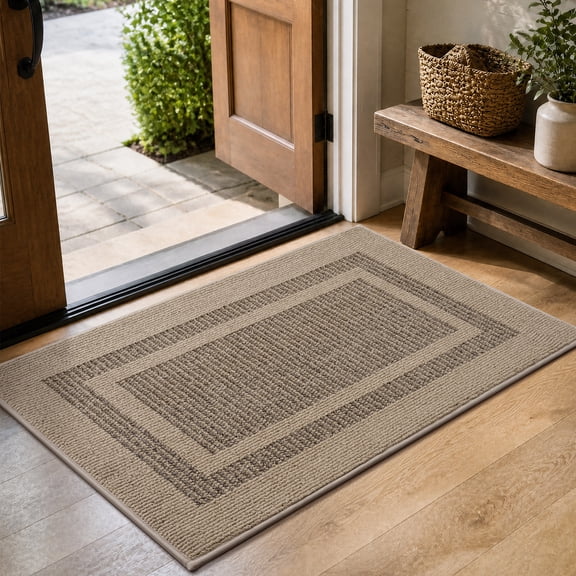 SIXHOME 20" x 32" Polypropylene Indoor Door Mat, Non Slip Washable Doormat, Dirt-Trapping Absorbent Entryway Rug for Front Door, Back Door and Kitchen, Light Brown