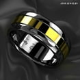 thumbnail image 3 of Tungsten Rings for Men Wedding Bands for Him Womens Wedding Bands for Her 6mm Dome Black Grooved Gold Center, 3 of 11