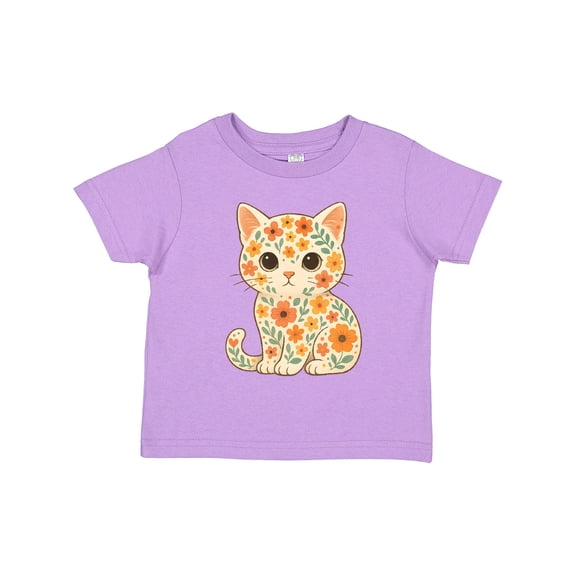 Inktastic Retro Kitty Cat Flowered Girls Toddler T-Shirt