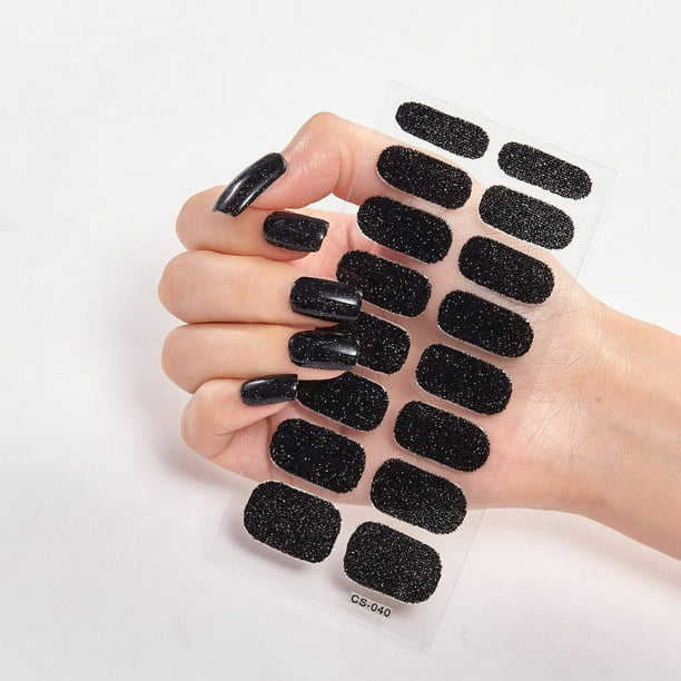 16pcs Mini Nail Stickers F, Stickers de Uñas Mini Solid Color Glossy Nail Art