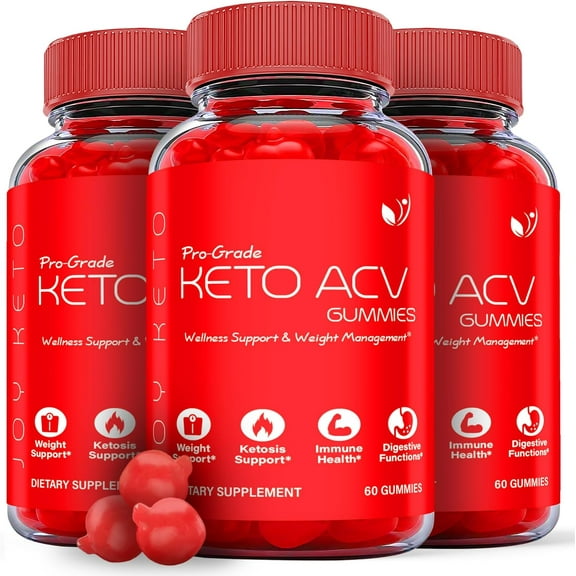 (3 Pack) Joy Keto Pro Grade Keto ACV Gummies - Apple Cider Vinegar Supplement for Weight Loss - Energy & Focus Boosting Dietary Supplements for Weight Management & Metabolism - Fat Burn - 180 Gummies