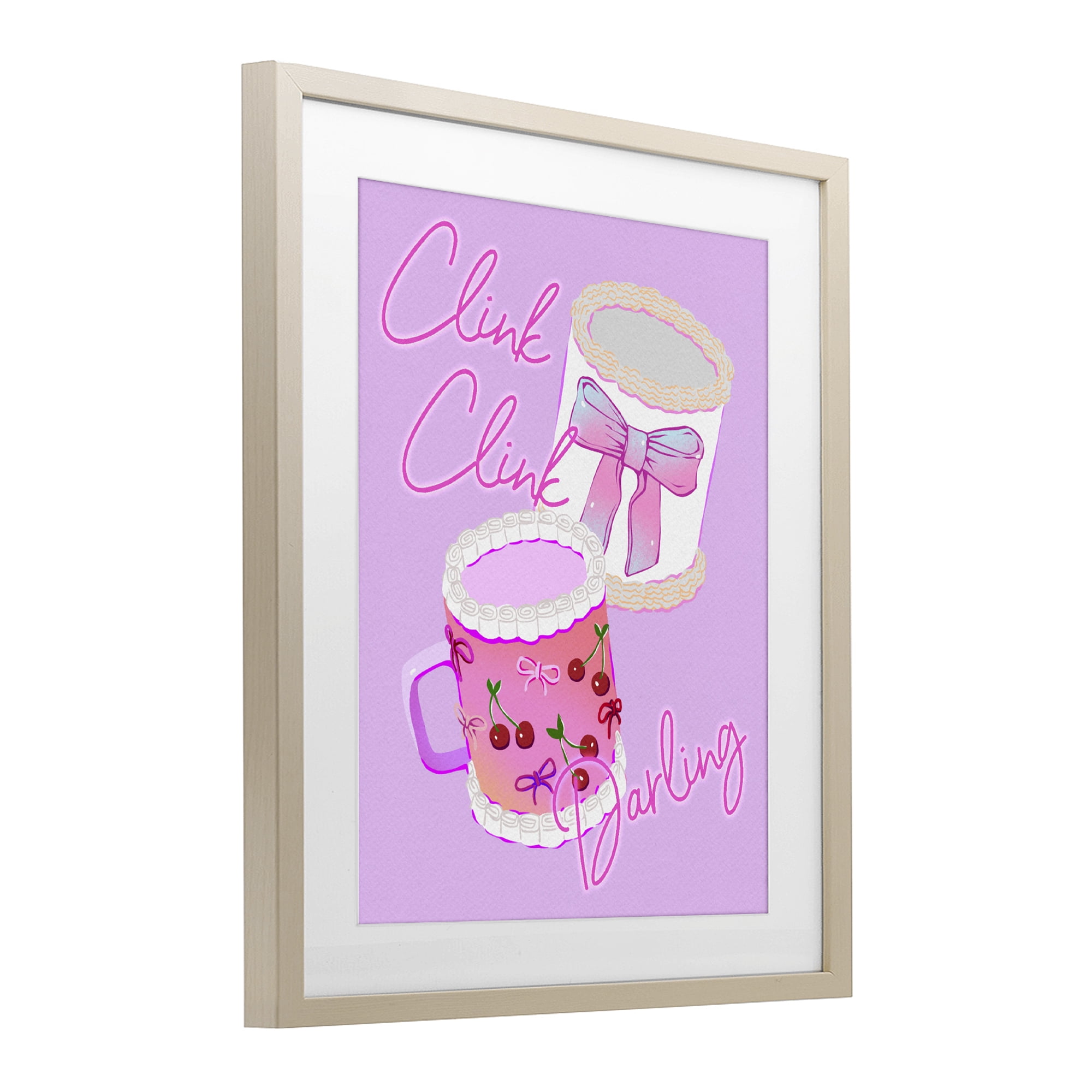 Stupell Industries Clink Darling Cherry Mug Birch Framed Print Under Glass, design by Ziwei Li