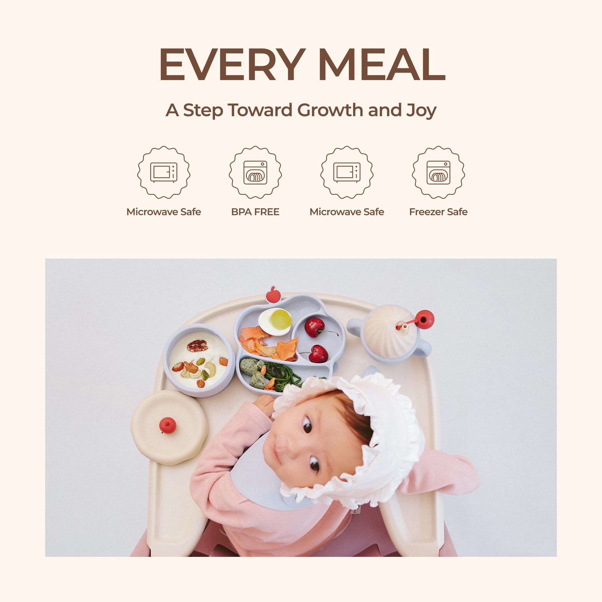 Blue Silicone Baby Feeding Set for Self-Feeding and Solids Introduction