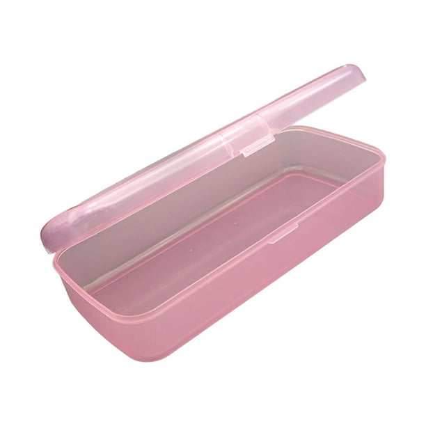 Nail Art Tool Storage Box/Rectangular Personal Organizer Empty Clear Case  Organizer/Cuticle Pusher Polishing Strips Beads for Nail Clippers/ Pink L 