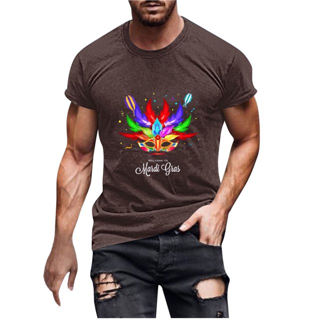 Camisa de Manga Larga Del Cuello Redondo Del Verano Del Carnaval Impresa de los Hombres, Suéter de Moda de Poliéster para el Uso Casual, Diario Y de Invierno