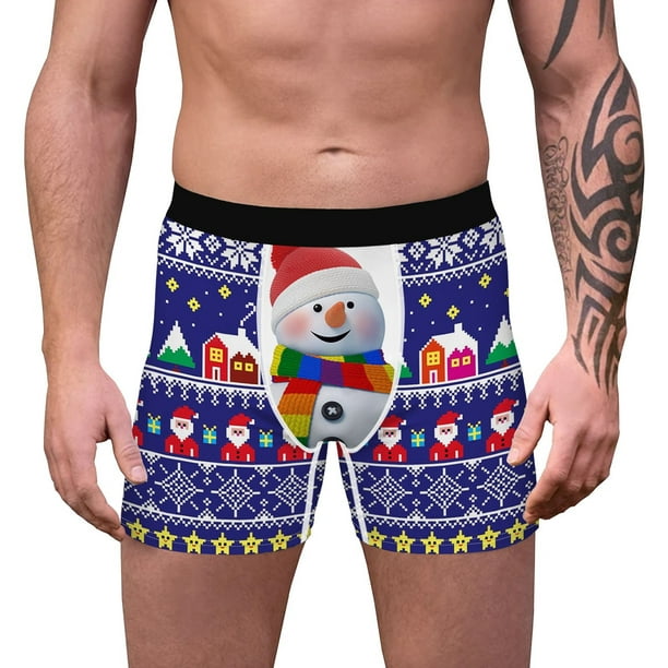 ESSSUT Christmas Digital Printing Breathable Close Fitting Men's Underpants  Comfortable Boxers 