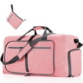 thumbnail image 3 of 40L Travel Duffle Bag, 24" Foldable Travel Duffel Bag with Shoes Compartment, Extra Large Overnight Bag for Men Women, Waterproof & Tear Resistant Weekender Bags (Pink), 3 of 8
