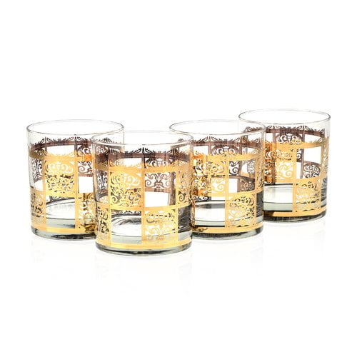 Set of 4 Culver Safari Friends Gold 22k Highball Glasses
