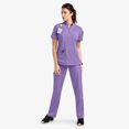 thumbnail image 2 of LYMAYTER Solid Color Medical Uniform Nurse Uniform for Women's Stand-up Collar Stretchy Quick Drying Nurse Uniform Set S-2XL, 2 of 3