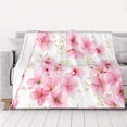 thumbnail image 5 of YFYANG Lightweight Warm Flannel Blanket, Pink Watercolor Floral Patterns Throw Blanket for Bed, Sofa, Travel, Camping, 60"x50", 5 of 7