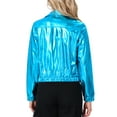 thumbnail image 3 of CHAQUETA METÁLICA LIGERA CON CREMALLERA DE MANGA LARGA BRILLANTE Y HOLOGRÁFICA PARA MUJERES INSPIRADA EN CHIC TALLA XL AZUL MEDIO, 3 of 6