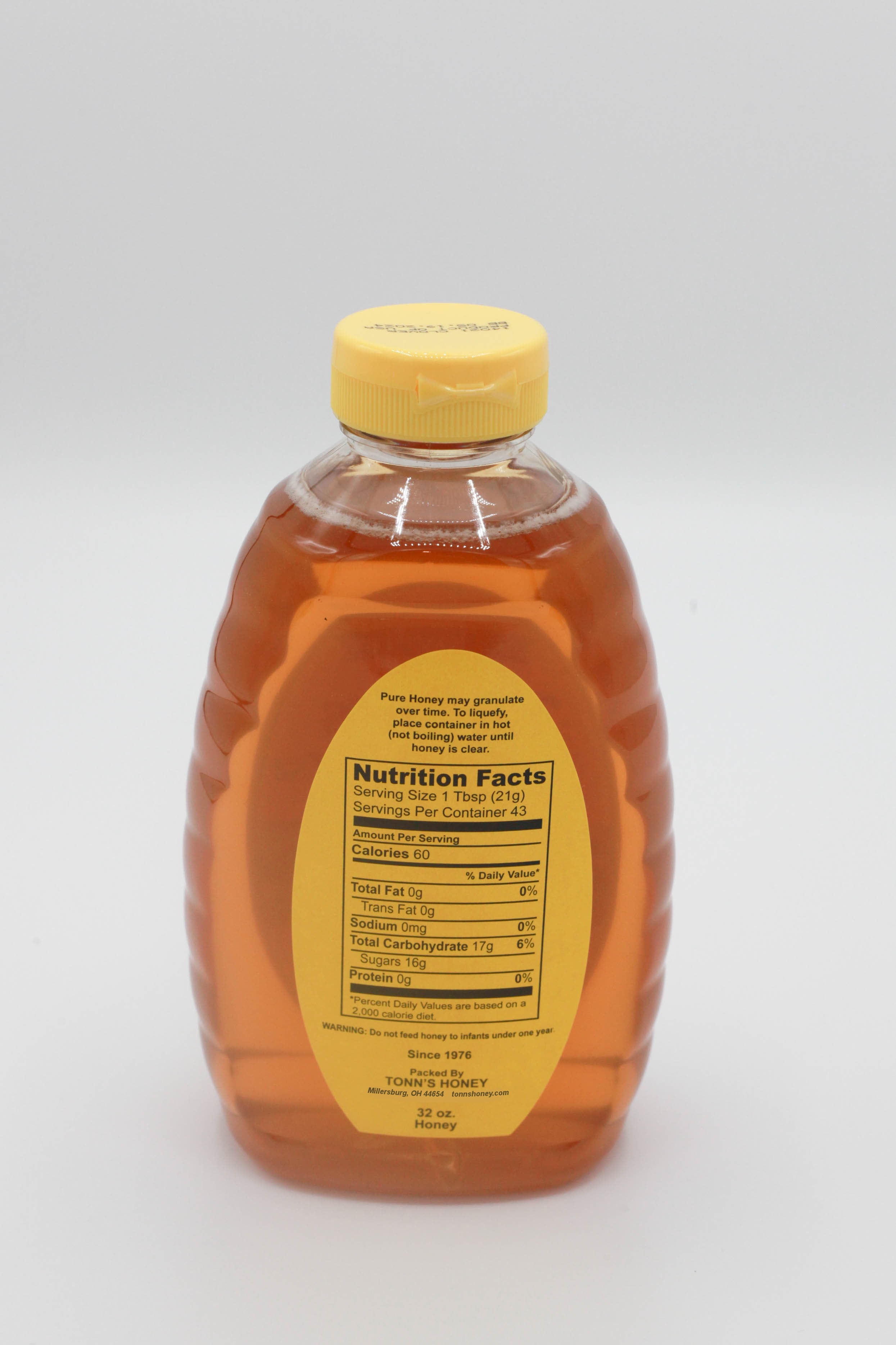 Tonn's Pure Clover Honey Mild and Light US Grade A Unpasteurized 32 oz