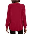 thumbnail image 5 of Lenpel Velvet Tops for Women Lantern Long Sleeve Crew Neck Pleated Dressy Casual Velour Blouses Loose Party T Shirts(Red,X-Large), 5 of 7