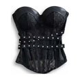 thumbnail image 3 of Faux Leather Corset Top Women Strapless Lace Bustier Studded Criss Cross Boned Crop Top Gothic Pirate Biker Cyberpunk Halloween Costume Cosplay Edgy Clubwear, 3 of 6