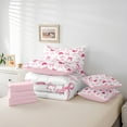thumbnail image 5 of Erosebridal Cartoon Bowtie Bedding Sets King Size,Bow Knot Pattern Comforter Sets with Sheets,White Pink Bed in a Bag King Size,Super Cozy Room Decoration Reversible,7-Piece, 5 of 7