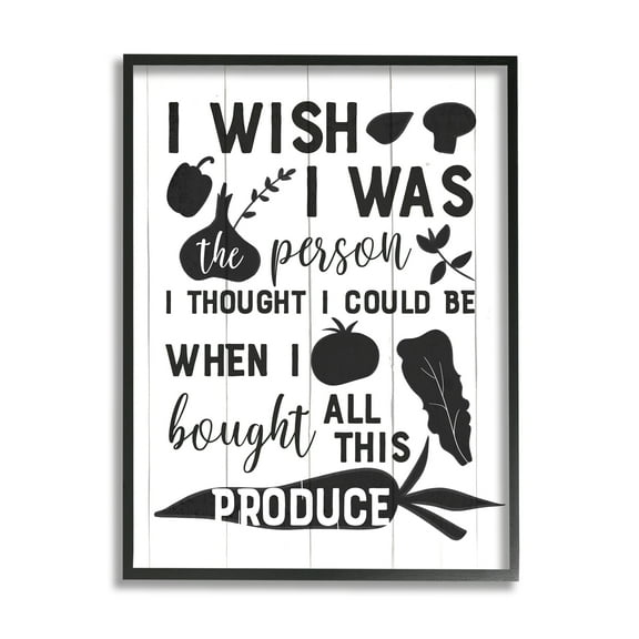 Stupell Industries Funny Cooking Produce Food & Beverage Painting Black Framed Art Print Wall Art, 11 x 14