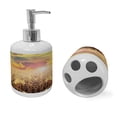 thumbnail image 2 of Ambesonne Rural Soap Dispenser & Toothbrush Holder Set, Anther Field Sunset, 2 Pcs, Sand Brown Multicolor, 2 of 6