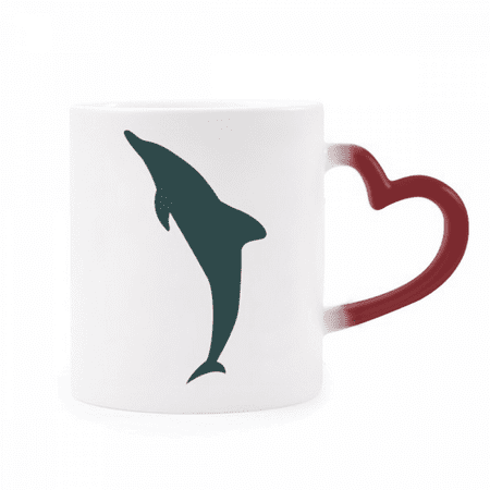 

Blue Ocean Friendly Streamline Dolphin Heat Sensitive Mug Red Color Changing Stoneware Cup