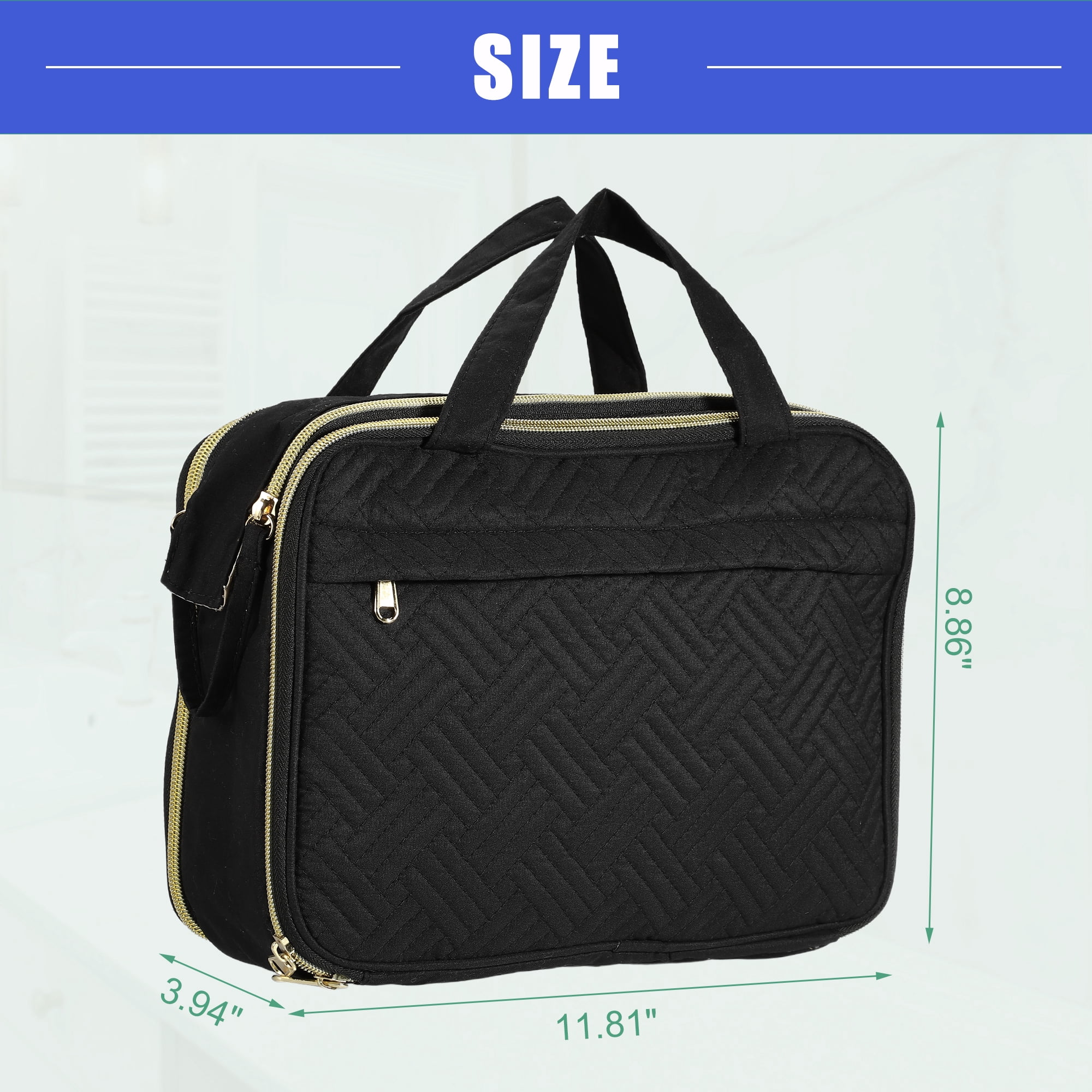 Vocoste Large Toiletry Bag Travel Makeup Bag Cosmetic Organizer Black 11.81"x8.86"x3.94"