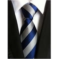 thumbnail image 3 of ORUYROP Cravate Formelle en Soie Jacquard Bleu Gris à Rayures Classiques pour Hommes, 3 of 6