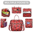 thumbnail image 2 of Red Cartoon Dinosaurs Skiing Pattern Womens Lunch Box for Work,Insulated Large Lunch Bag for Tween and Teen,Loncheras Para Mujer,Leakproof Adult Lunch Bag for Work,Beach,Travel,Picnic,Camping, 2 of 7