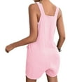 thumbnail image 2 of Sleeveless Rompers for Women Scoop Neck Jumpsuits Button down Tank Top Rompers with Pockets, 2 of 5