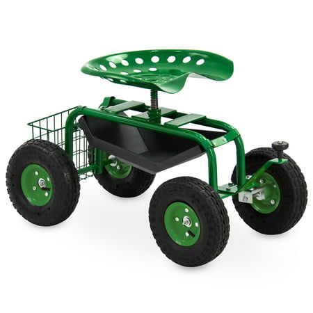 Best Choice Products Rolling Garden Work Seat w/ Tool Tray and (Best Choice Products Garden Cart Rolling Work Seat)