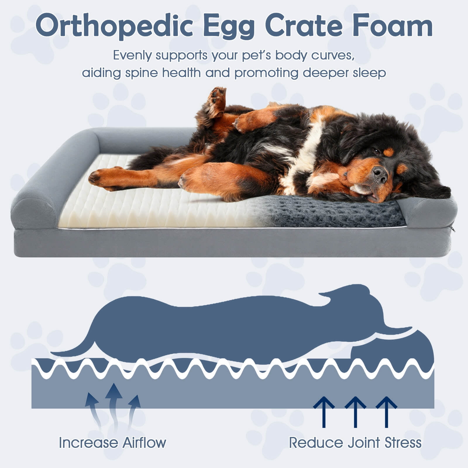 Costway XXL Sized Large Pet Bed with Orthopedic Egg Crate Foam Removable Washable Cover