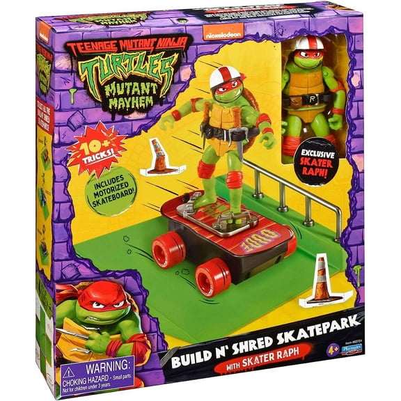 Teenage Mutant Ninja Turtles Mutant Mayhem Build N' Shred Skatepark with Skater Raph Playset