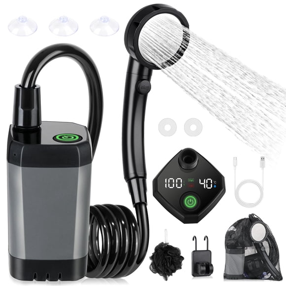Spopal de ducha portátil de larga duración, 6000 mAh, recargable
