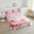 thumbnail image 4 of Erosebridal Cat Kitten Bedding Sets Twin with Comforter, Dreamy Bowknot Bow Tie Duvet Insert, Pink, Reversible 2pcs, 4 of 7