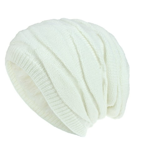 Hontri Baseball Cap Hat Keep Cotton Hats Winter Fashion Warm Plush Unisex Knitted Skiing Caps Dad Hat White