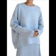thumbnail image 1 of Suéter de Punto de Larga para Mujer, Jersey de Cuello Redondo, Suéter Informal Holgado. Azul Talla Única, 1 of 10