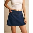 thumbnail image 5 of Womens Dark Wash Denim Skort With Built-In Shorts, Casual Style, 5 of 7