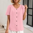 thumbnail image 3 of Women's Loose Round Neck Short Sleeve Jacquard T Shirt With Comfy Summer Shirts Womens Short Sleeve Tops Loose Fit Long Sleeved Shirt Long Sleeve Shirt for Women Long Sleeve T Shirts for Woman, 3 of 4