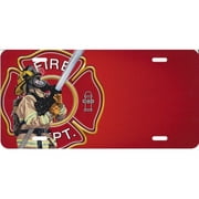 Firefighter With Logo Offset Airbrush License Plate Free Names on Air Brush
