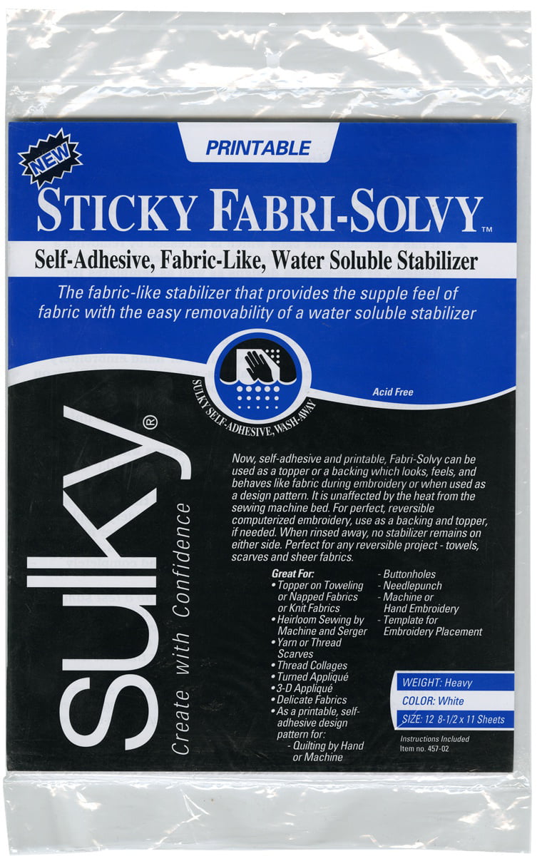 Sulky Sticky Fabri-Solvy Stabilizer 8.5X11 12 count, Multipack of 3 