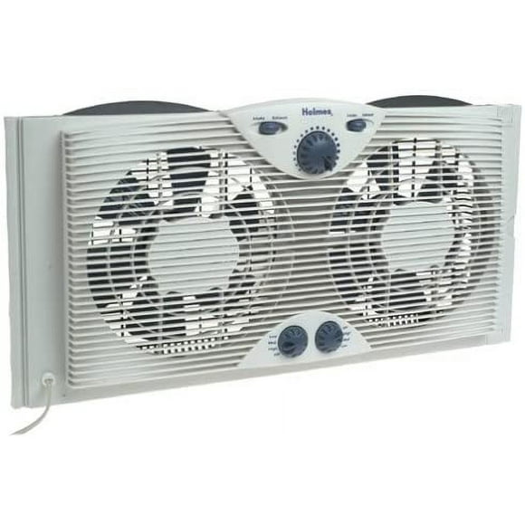 Hmes Dual 8" Blade Twin Window Fan with Manual Controls, 3 Speed Settings, White