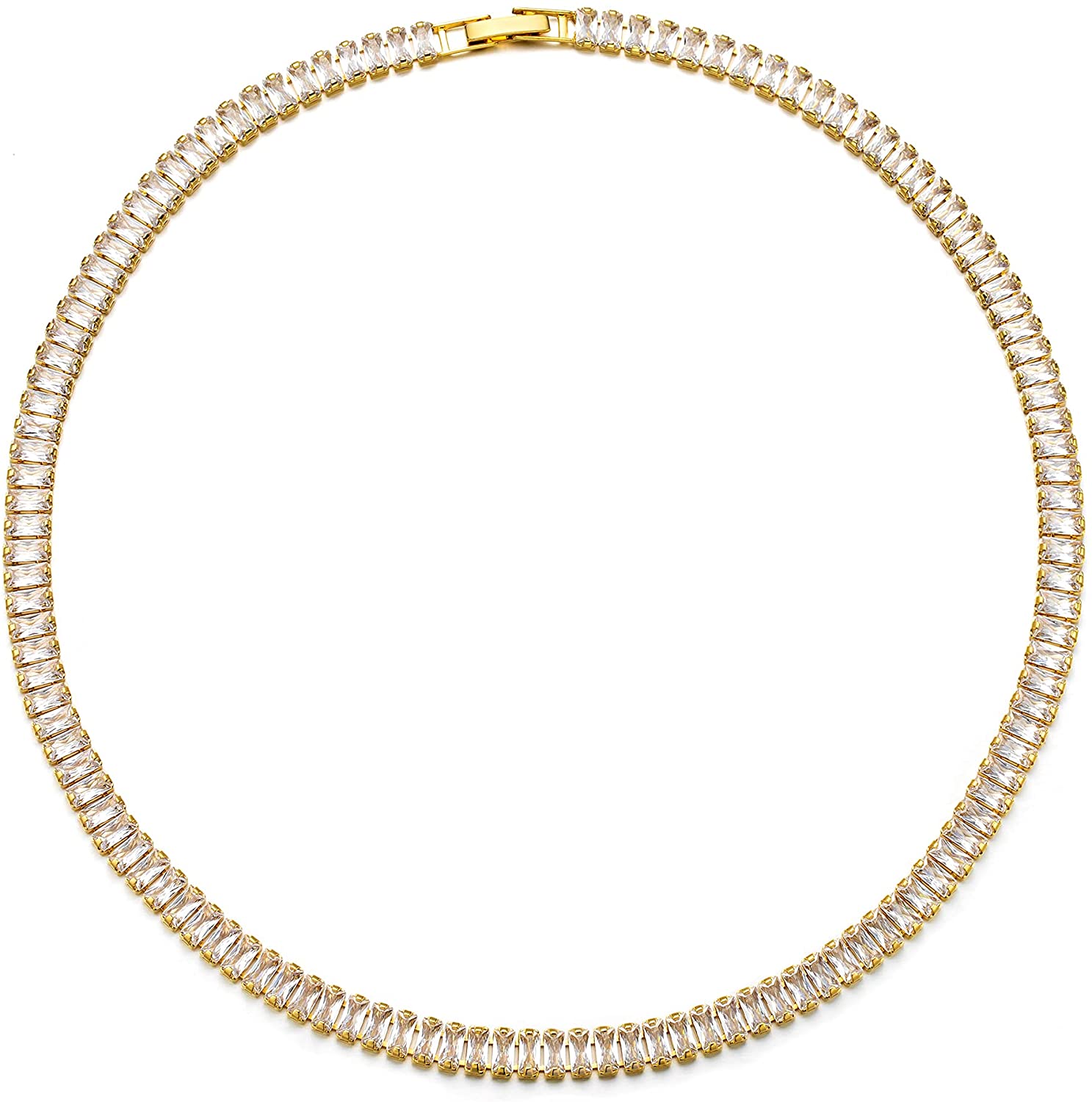 Tewiky Tennis Necklace 14K Gold Plated 
