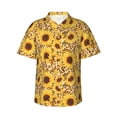 thumbnail image 2 of Picia Abstract Leopard Print Sunflower Gentle Cotton Regular Fit Short Sleeve Casual Hawaiian Shirt for Men-Medium, 2 of 8