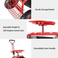 thumbnail image 3 of Kinbor Garden Cart Rolling Work Adjustable Swivel Seat for Planting w/Tray Basket Extendable Handle, 3 of 7