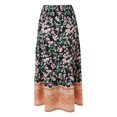 thumbnail image 4 of Arlun Summer Bohe A-Line Long Skirts for Women Loose Cozy Lightweight Flowy Floral Maxi Skirt 2026 Beach Vacation Stylish Bottoms Smocked Elastic High Waist Casual Skirt 5-Black XL, 4 of 5