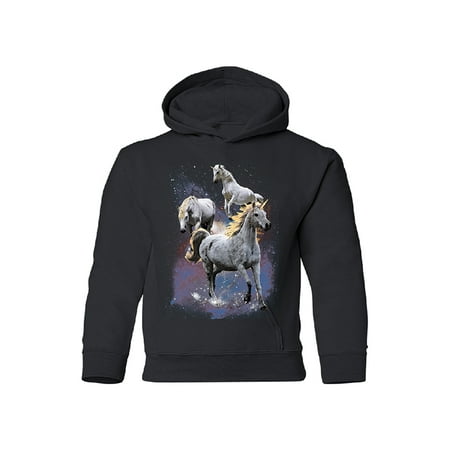 Horses Youth Sweatshirt - Wild Galaxy Unicorns Nebula YOUTH Hoodie Space Horse