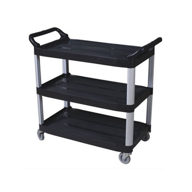 FixtureDisplays Chariot de Service Alimentaire 330 Lb Capaticy Chariot Utilitaire à 3 Tablettes Plateau de Rangement à Transfert par Pression Chariot d'Outils Mobile 33 X 17 X 38 Pouces Extérieur Dimensions 18002