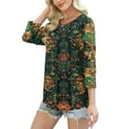 thumbnail image 6 of Yuanlook 3/4 Sleeve Tops for Womens Casual Round Neck Shirts Business Work Blouses Trendy Dressy Tunic Top - Multicolor - S, 6 of 7