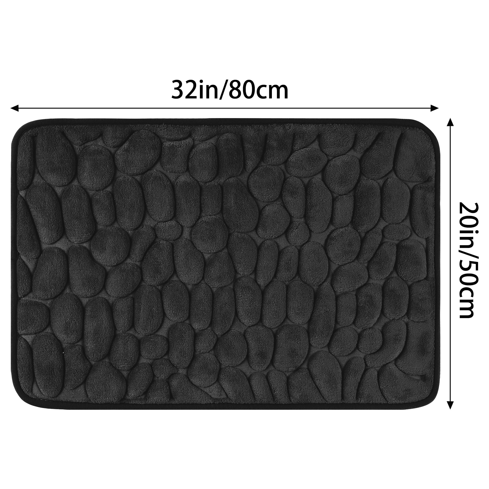 Unique Bargains 2 Pcs Non-Slip Memory Foam Bath Mat Soft Bathroom Rugs for Bathroom, Sink Black 20" x 32"