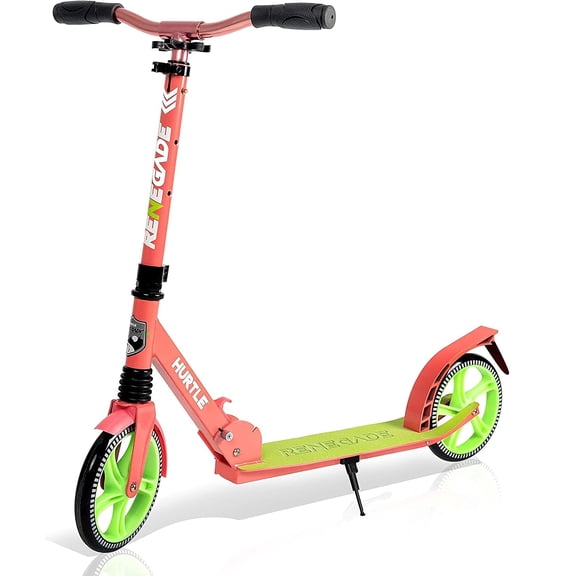 Hurtle Adjustable & Foldable Kick Scooter w/High Impact Wheels, Watermelon